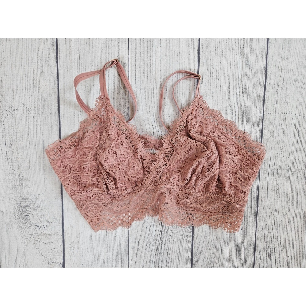 Soma Embraceable Lace Bralette Women's XL Pink Adjustable Wireless Feminine